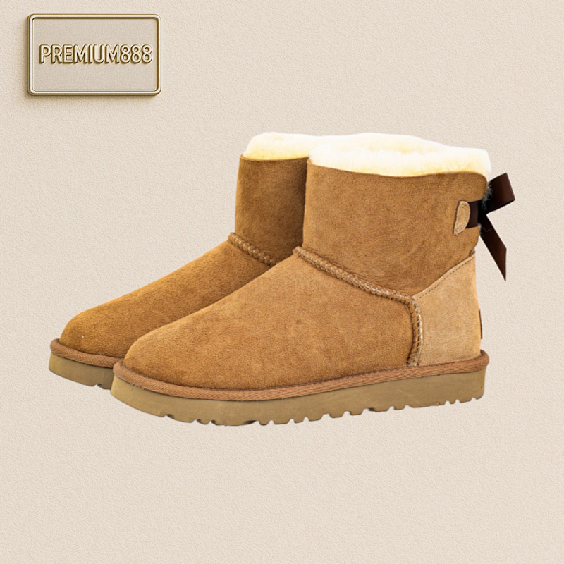 Ugg Bailey Mini Bow Sheepskin One-piece Snow Boots For Women