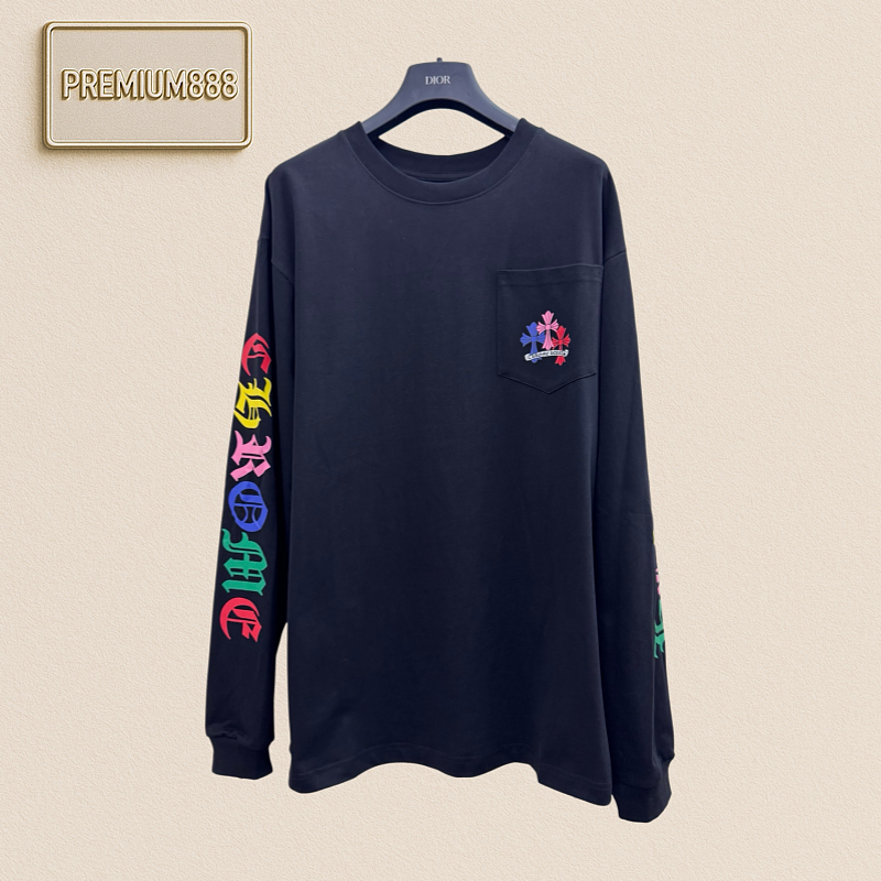 Chrome Hearts CH Crocin Sleeveless Flame Back Cross-Design Color-Printed Long-Sleeved T-Shirt
