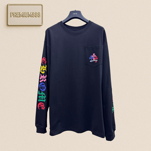 Chrome Hearts CH Crocin Sleeveless Flame Back Cross-Design Color-Printed Long-Sleeved T-Shirt