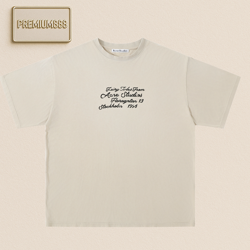 Acne Hand-embroidered Water-washed Distressed OS Short-sleeved T-shirt