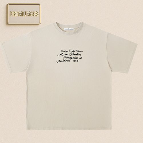 Acne Hand-embroidered Water-washed Distressed OS Short-sleeved T-shirt