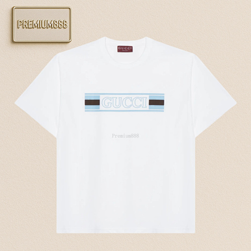 Gucci Guc Ci Classic Printed Embroidered Belt Short Sleeve T-shirt