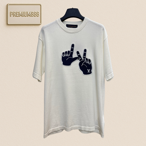 1v Louis Gesture Embroidery Knit Short-Sleeved T-shirt