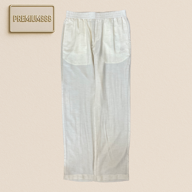 LP Nyoya Hemp Blend Embroidered Casual Wide-leg Pants