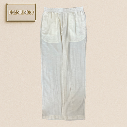 LP Nyoya Hemp Blend Embroidered Casual Wide-leg Pants