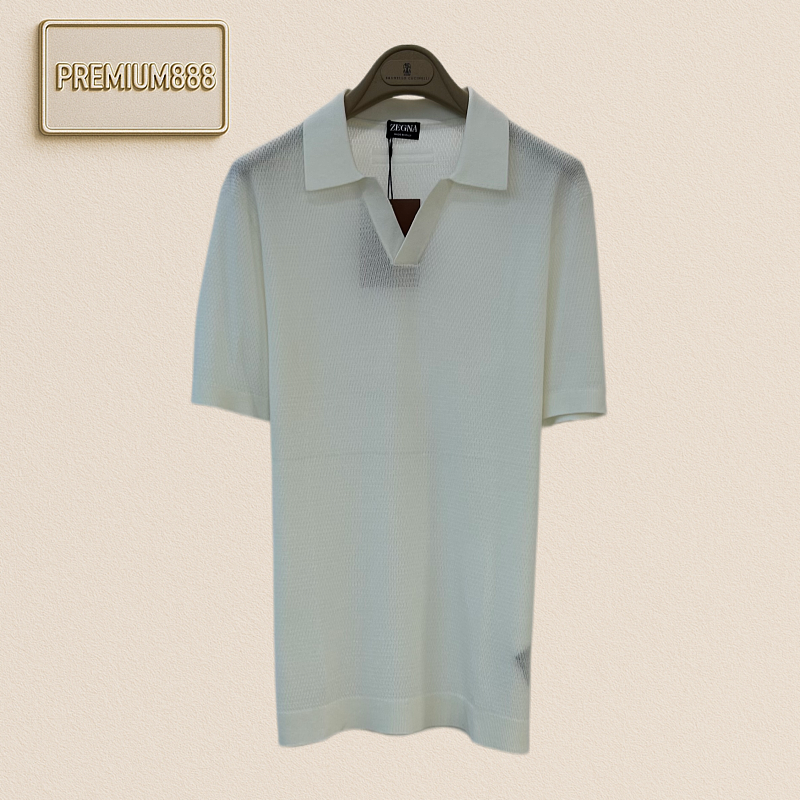 Zegna Classic V-neck Knit Polo Shirt