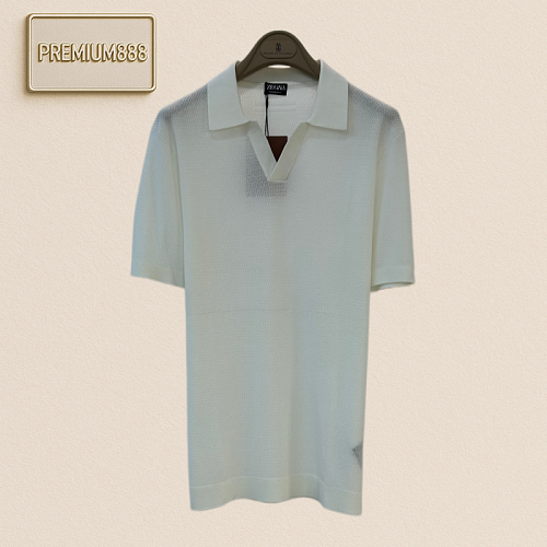 Zegna Classic V-neck Knit Polo Shirt