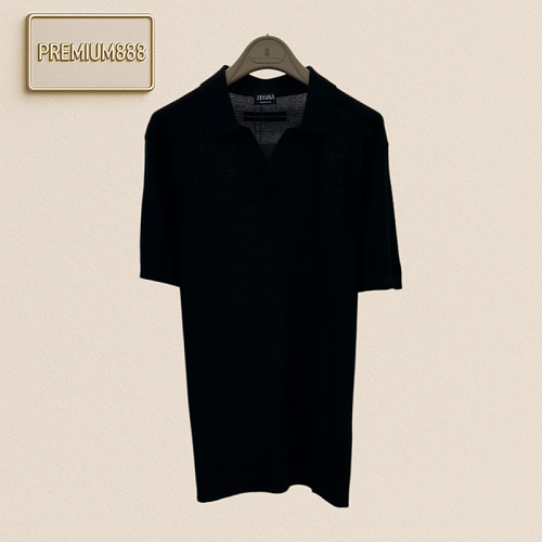 Zegna Classic V-neck Knit Polo Shirt