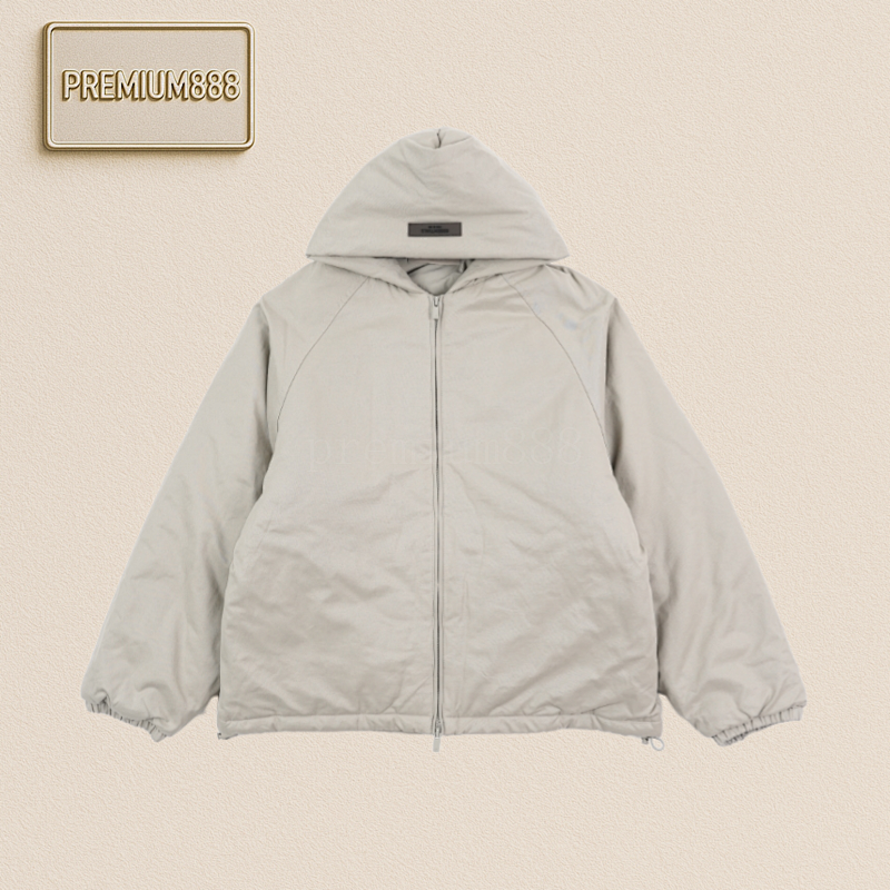 Essentials Fear Of God Fog Essential Double-stitch Double-row Silicone Letter Hooded Cotton Jacket