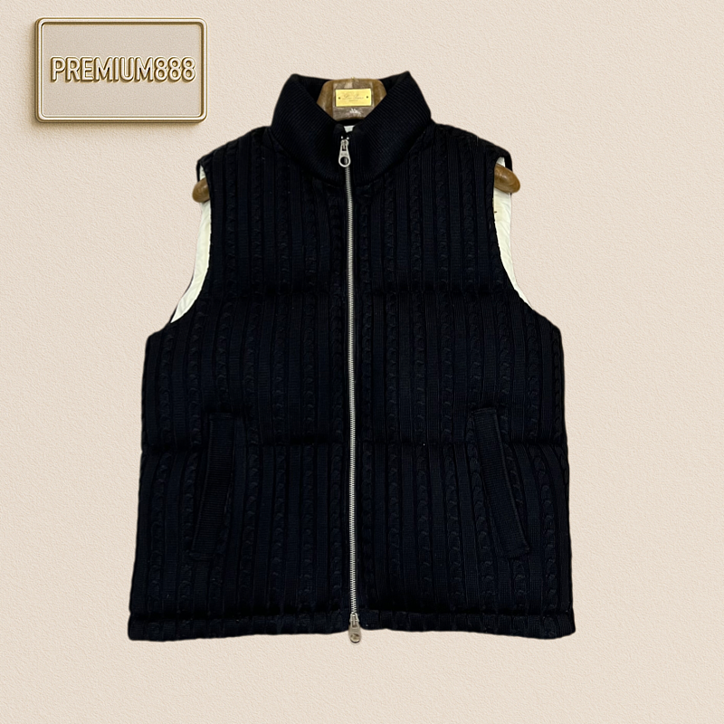 Loro Piana No. Yoo Pianya Plaid Knitted V-Neck Down Jacket