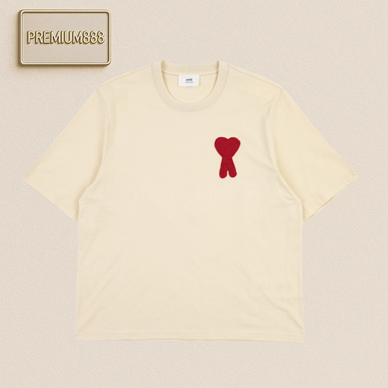Am I Red Flower Woven Heart Embroidered T-shirt