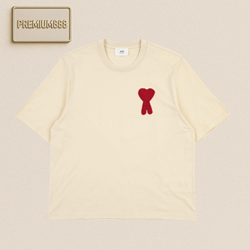 Am I Red Flower Woven Heart Embroidered T-shirt