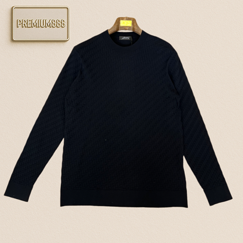 Brioni Briooni Vertical Holes Round Neck Casual Long-Sleeved Knit Shirt