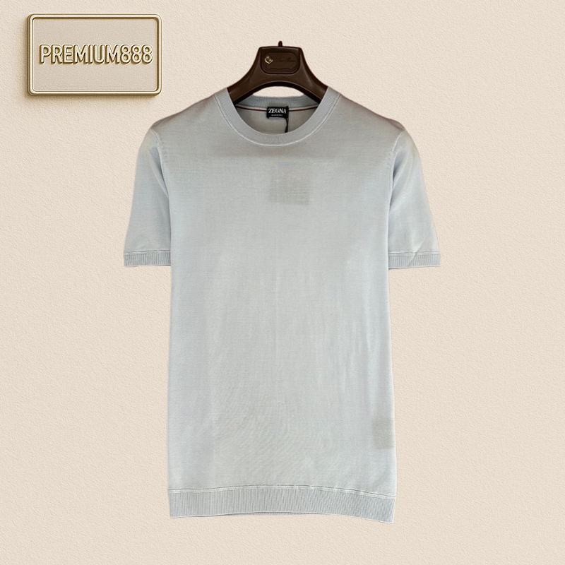 Zegna Classic Round-neck Solid-color Short-sleeved T-shirt
