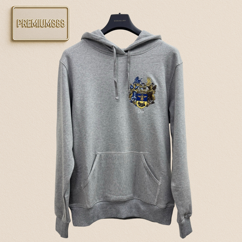 Dio Embroidered Logo Cotton Hooded Sweatshirt Vest