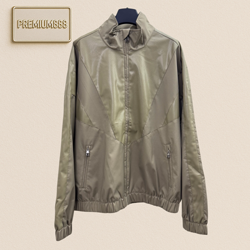 1v Louis Hollow Monogram Embossed Leather V-neck Jacket Coat
