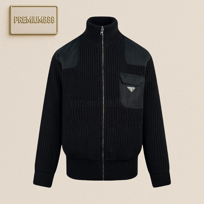 Prada Triangle Knit Sweater Jacket