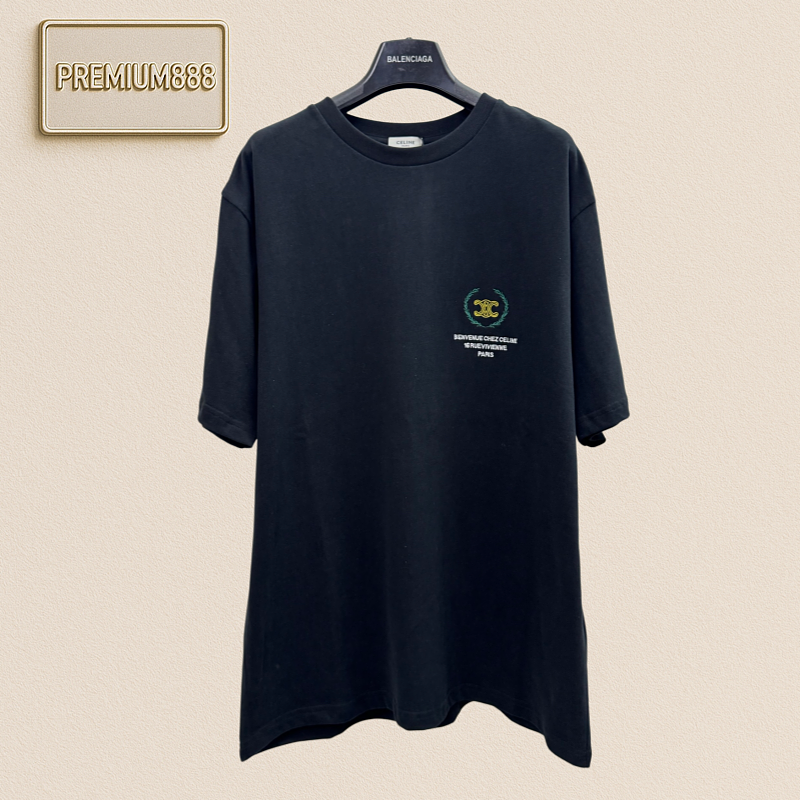 Cel Selene Wheat Logo Letter Embroidered Short-Sleeved T-Shirt