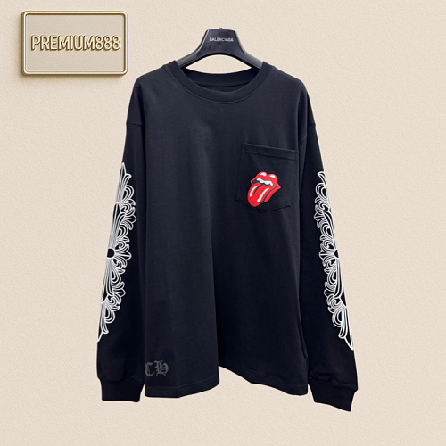 Chrome Hearts CH Crocin Horseprint Kiss Solid Print Long-Sleeved T-Shirt