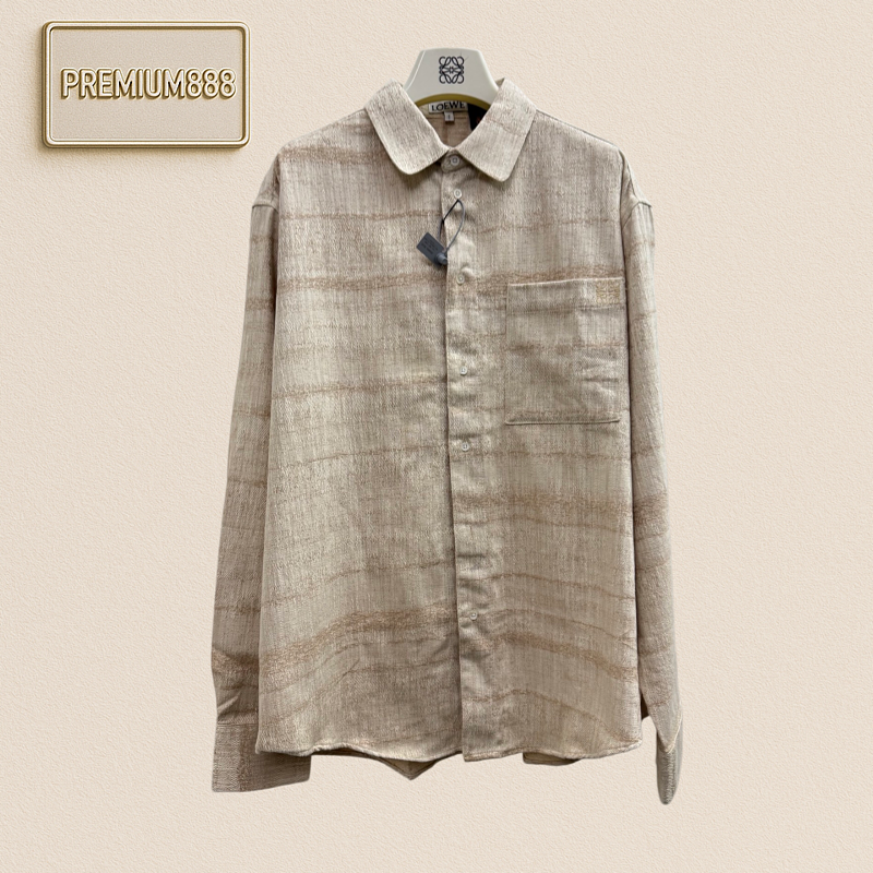 Loew Texture Jacquard Embroidered Denim Shirt With Long Sleeves