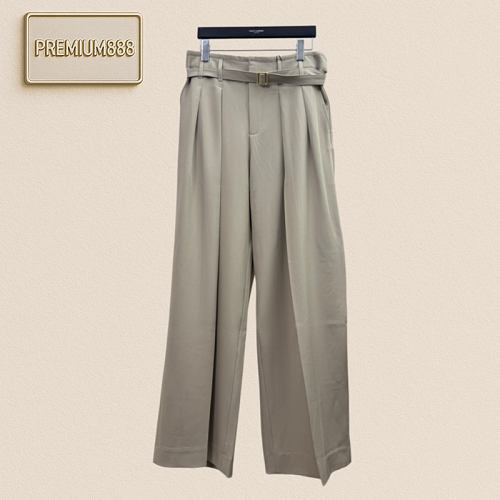 1v Louis Belted Pants With Folded Leg Sections For Formal Pants