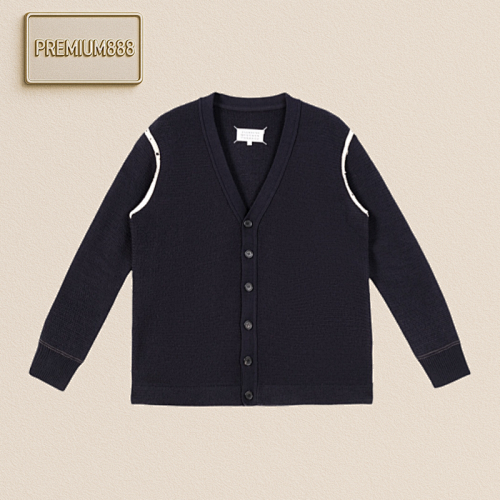 MM6 Patchwork Denim Wool Knit Cardigan