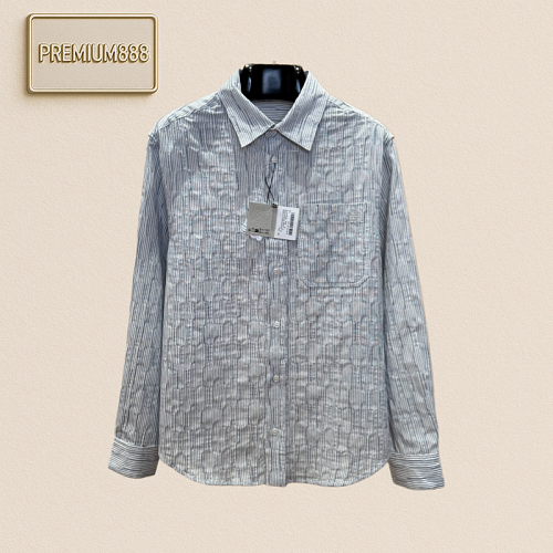 Loew E Loewe Striped Wavy Texture Long-sleeved Shirt