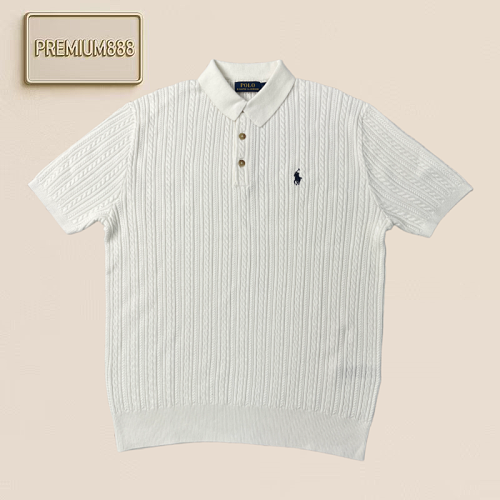 RL Four-color Delicate Flower Knitted Polo Short Sleeve Textile