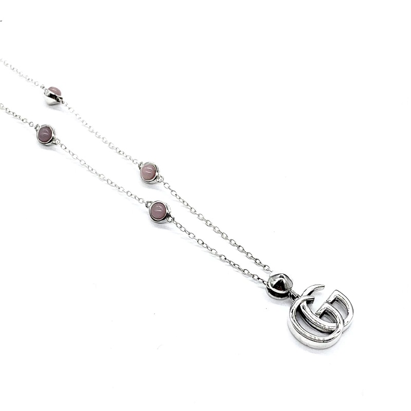 Gu Cc's Double G Mother-of-pearl Necklace Distressed