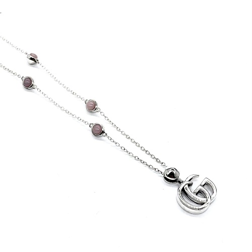 Gu Cc's Double G Mother-of-pearl Necklace Distressed