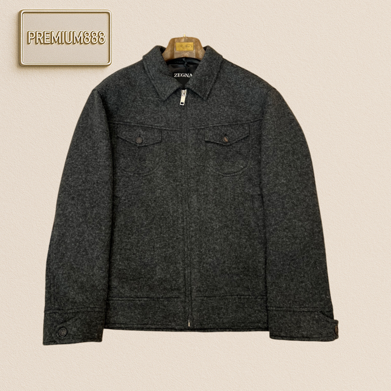 Zegna Jenia Wool Blend Buttoned Work Tweed Jacket