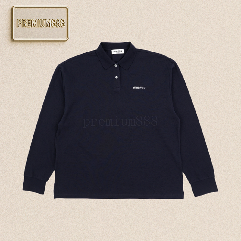 Miumiu Polo Long Sleeve Navy Blue