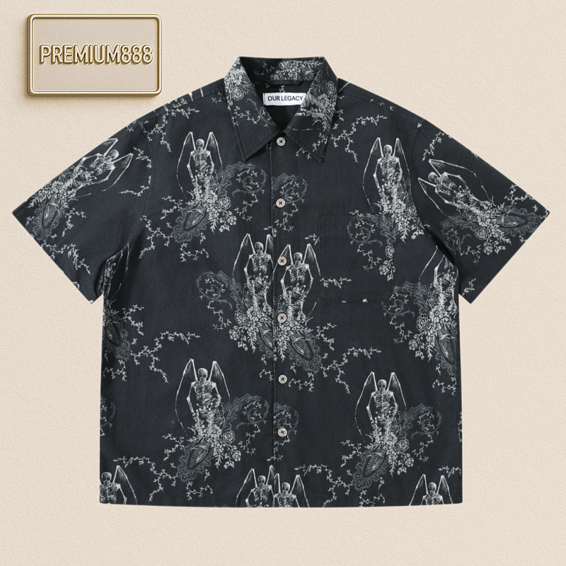 OurLegacy Skeleton Angel Cotton-Linen Shirt Short Sleeve