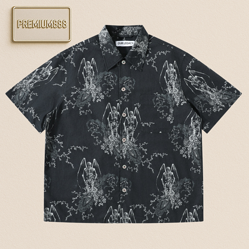 OurLegacy Skeleton Angel Cotton-Linen Shirt Short Sleeve