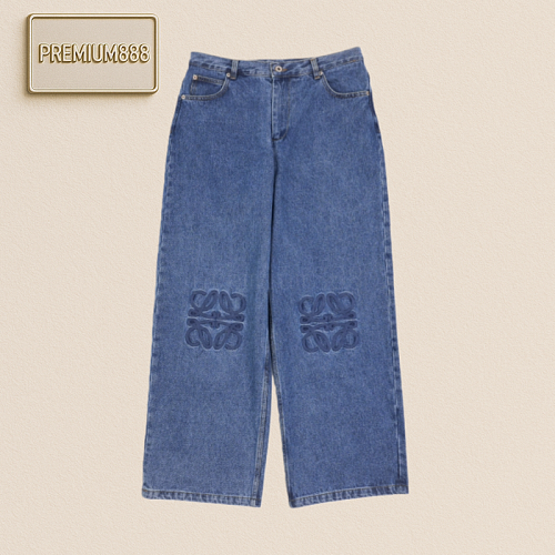 Loe 24Fw Knee-length Patterned Denim Trousers