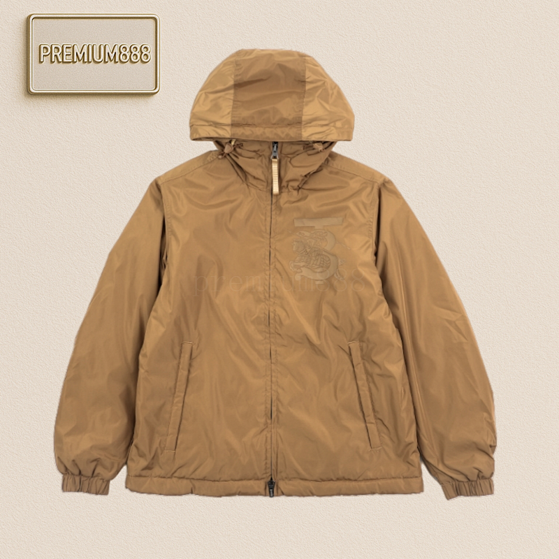 Burberry Solid War Horse Print Hooded Long Sleeve Jacket