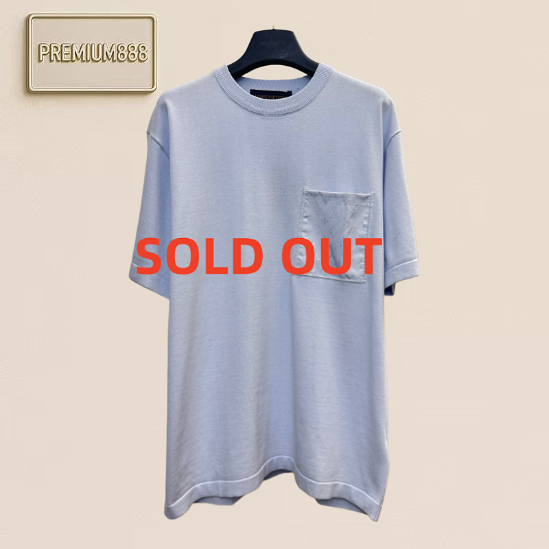 1v Louis Pocket Logo Embroidered Knitted Short-sleeved Shirt