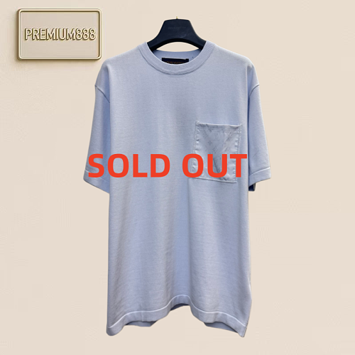1v Louis Pocket Logo Embroidered Knitted Short-sleeved Shirt