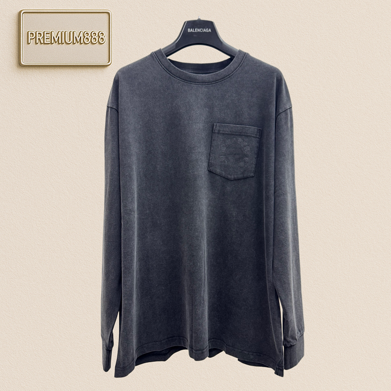 Chrome Hearts CH Crocin Dark Pattern Phantom Cross Washed Long Sleeve Shirt