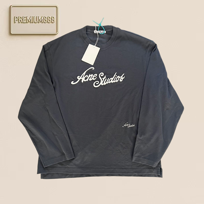 AC Three-dimensional Embroidery Long-sleeved Round-neck Shirt