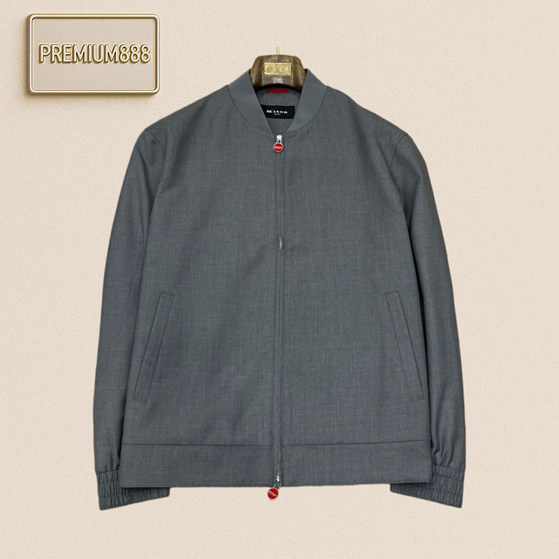 Kiton Red Logo Baseball Neck Casual Pilot Jacket