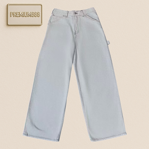 AC Butterfly Dyeing Solid Gray-White Denim Pants