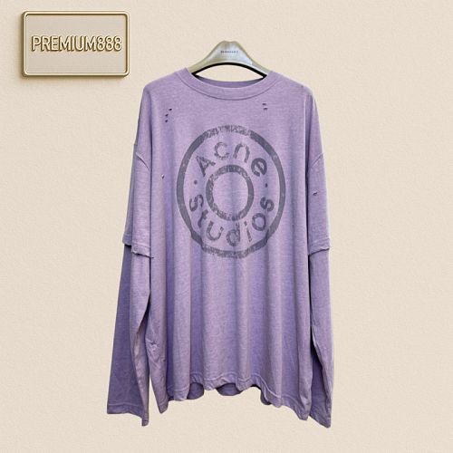 Acne Studios Button Logo Printed Fake Two-piece Long-sleeved Shirt