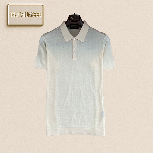 LP Nooyi Pianay Classic Jacquard Texture Knit Polo Short Sleeve Shirt