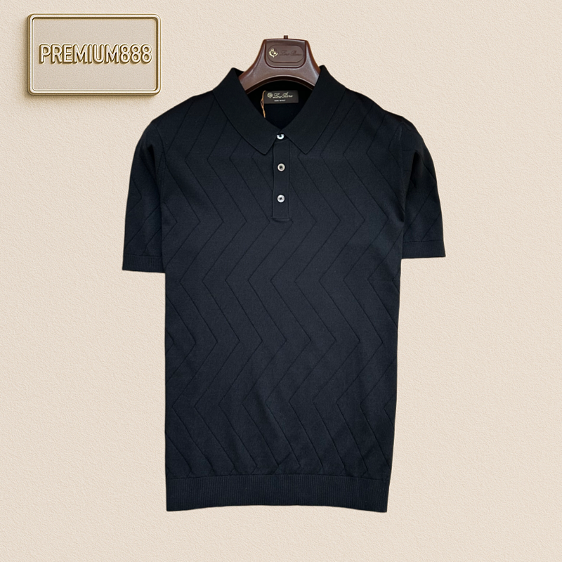 Loropiana Nooruiyanai Striped Jacquard Collared Polo Short Sleeve Shirt