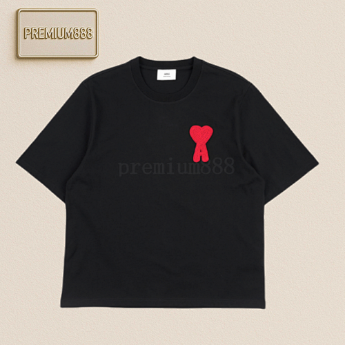 Am I Red Flower Woven Heart Embroidered T-shirt