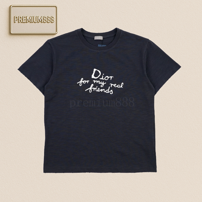 Dior 30 Di Or Letter Embroidered Round Neck Short Sleeves