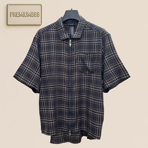 Crozier Cotton Check Ripped Short-Sleeved Shirt