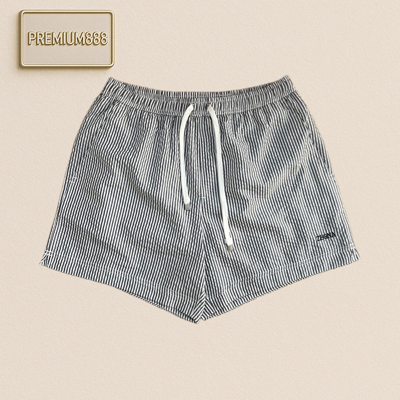 Zegna Jenia Black And White Striped Casual Shorts