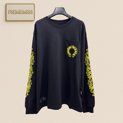 Chrome Hearts CH Crocin Flame Sleeve Arm Horse Hoof Print Long-Sleeve T-Shirt